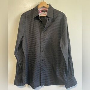 Express Design Studio Dark Grey Horizontal Stripe w Pink  Pop of Colour